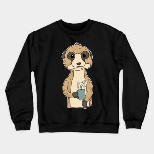 Grumpy Meerkat with Coffee Morning Grouch Crewneck Sweatshirt